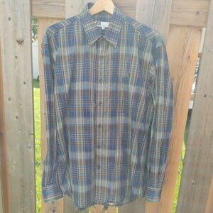 Tilley Button Down Blouse Men's Size Medium Plaid Light Weight Travel Shirt
